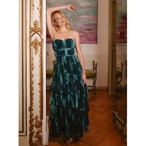 hutch corene strapless floral tulle a-line midi dress Hutch Corene Strapless Floral Tulle A-Line Midi Dress